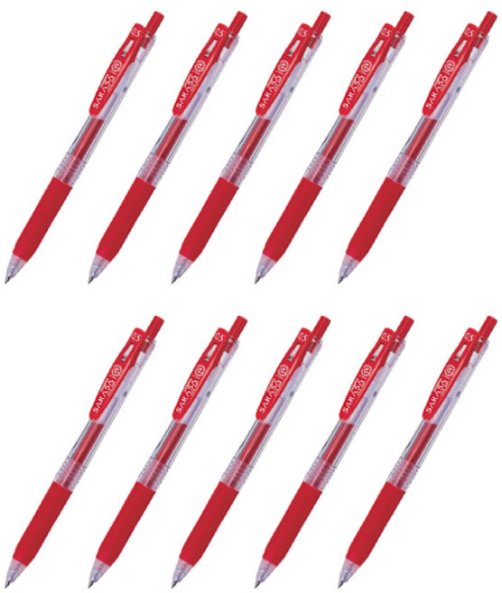 사라사 클립 중성펜 JJ15 0.5mm, 레드, 10개입