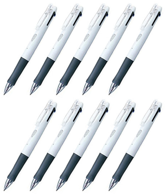 제브라 유성펜 클립온3색 B3A3 0.7mm, 화이트, 10개입