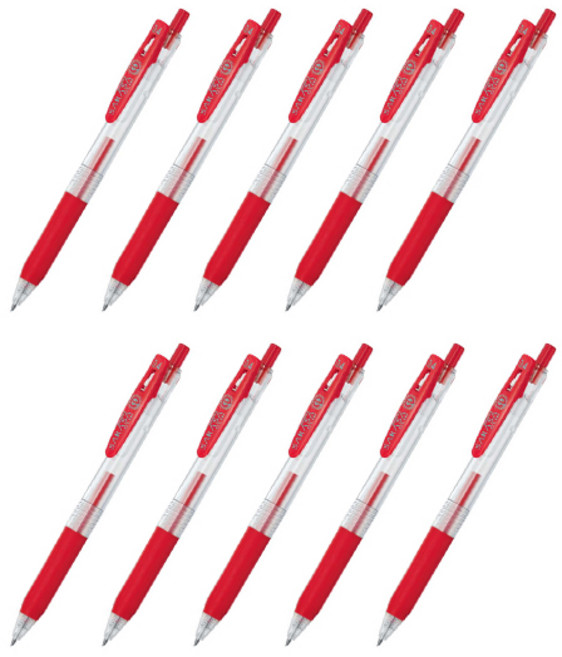 사라사 클립 중성펜 JJS15 0.4mm, 레드, 10개