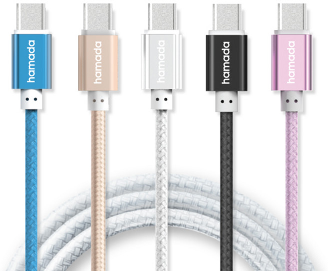 hamada 메탈 스마트 고속 충전 케이블 USB C타입 5p, 1.5m, 혼합 색상, 1세트