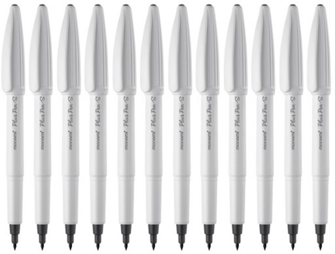 모나미 수성펜 프러스펜S, 흑색, 12개입