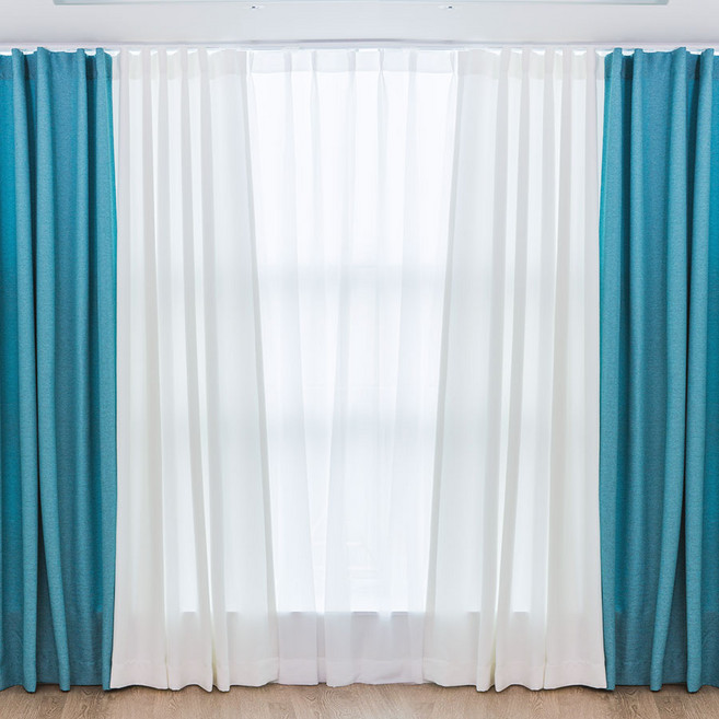 홈인홈 화이트암막 투톤 거실커튼세트