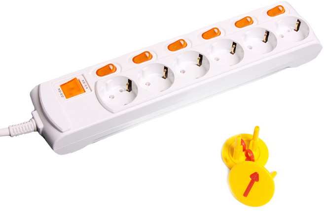 지앤탭 멀티탭 개별형 6구 4호 + 안전커버 2p 랜덤 발송, 3.5m, 1세트