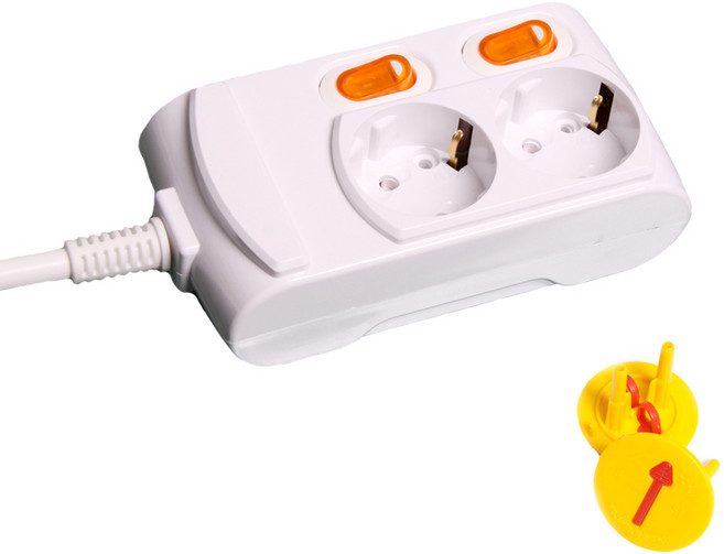 거성산업 개별스위치 멀티탭 2구 + 안전커버 2p 랜덤발송, 3.5m, 1개