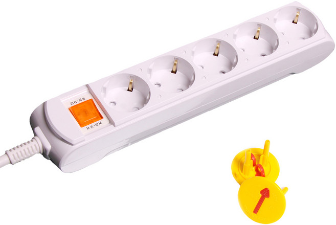 거성산업 지앤탭 통합절전형 멀티탭 5구 GS-C16A5 + 안전커버 2p 랜덤 발송, 2.5m, 1세트