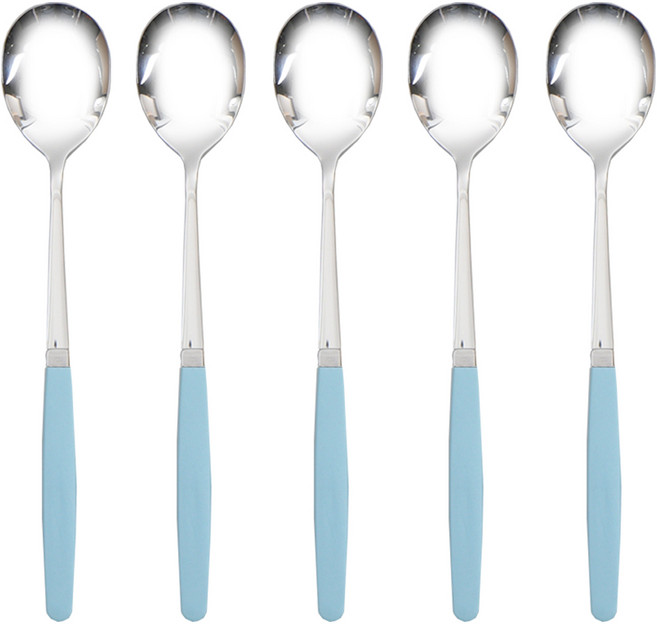 라온누리 픽미 컬러 성인 숟가락, 스카이블루, 5개