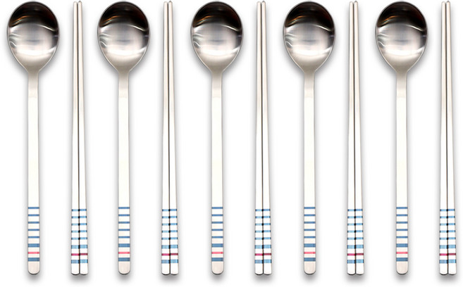 라온누리 스트라이프 수저세트, 1세트, 숟가락 5p + 젓가락 5p