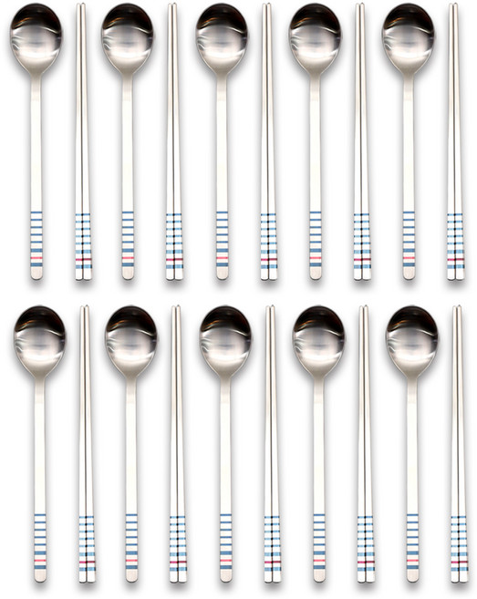 라온누리 스트라이프 수저세트, 1세트, 숟가락 10p + 젓가락 10p