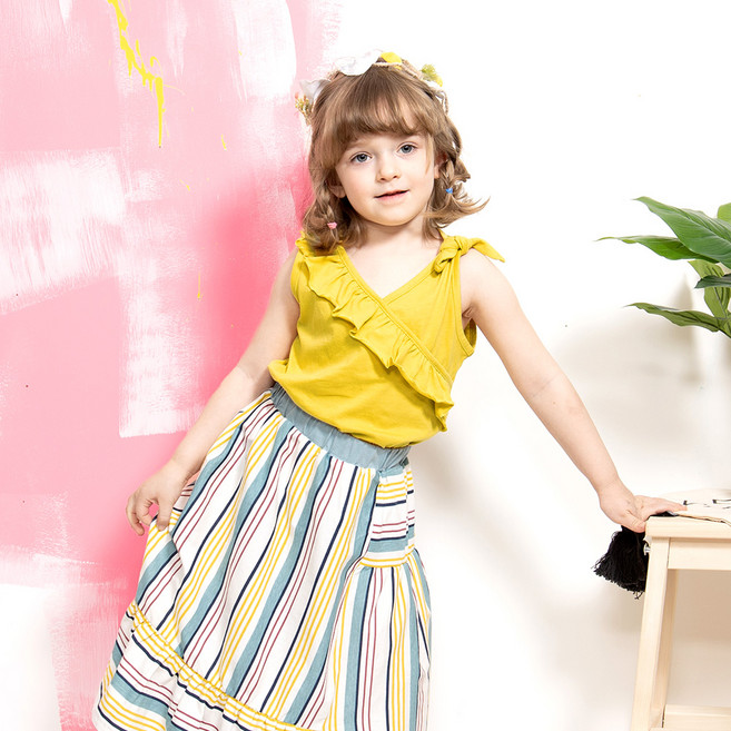 쿨독키즈 여아용 브이넥프릴롱치마 상하복세트