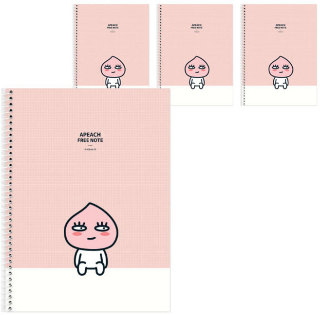카카오프렌즈 스프링 연습장 노트, 어피치, 4개