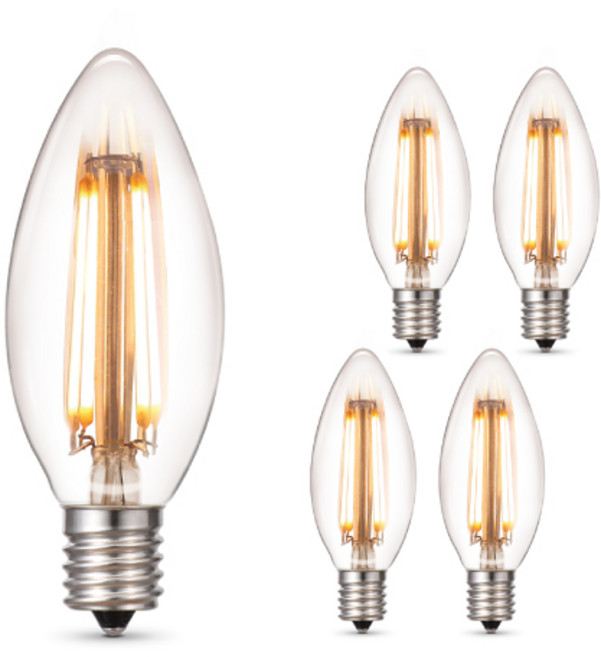 씨티오 LED 촛대구 전구 17베이스 3W, 전구색, 5개