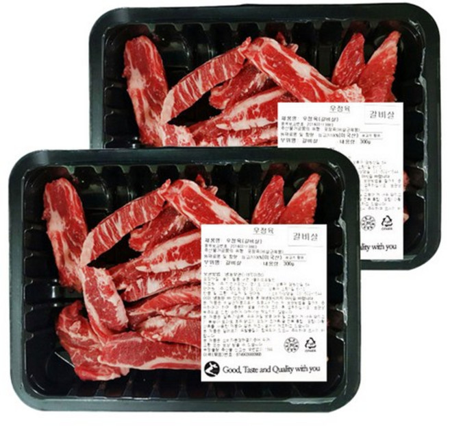 맛기픈 우 갈비살 구이용 (냉동), 300g, 2개