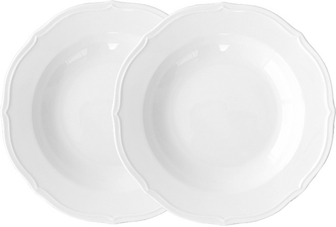 PRELUDE 簡約線條義大利麵碗, 白色, 2個