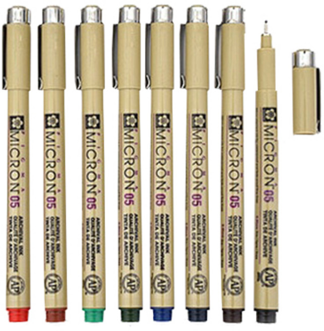 PIGMA MICRON 05 젤잉크펜 8p세트, Black, Sepia, Blue Black, Blue, Hunter Green, Green, Burgundy, Red, 1세트