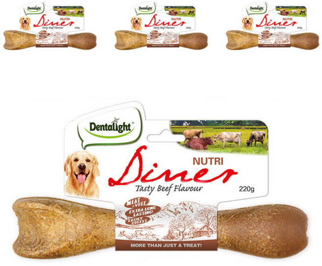 덴탈라이트 강아지 뉴트리 다이너 덴탈껌, 소고기맛, 220g, 4개