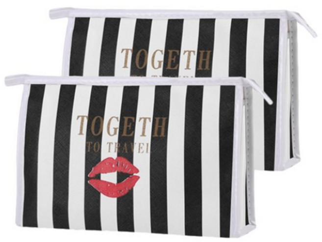 윰미엘 컬러 스트라이프 여행파우치 2p