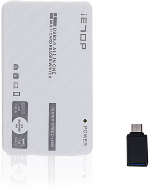 이탑 USB3.1 올인원 멀티카드리더기 + OTG C타입 젠더, C3-07, 화이트, 1개