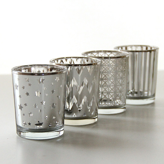 리버그린 플레인 글라스촛대 4종 세트, 실버