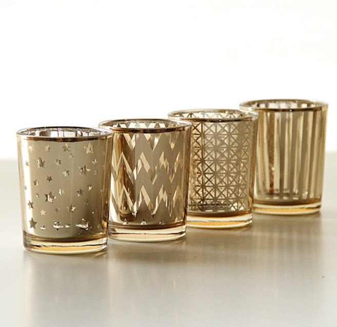 리버그린 플레인 글라스촛대 4종 세트, 골드