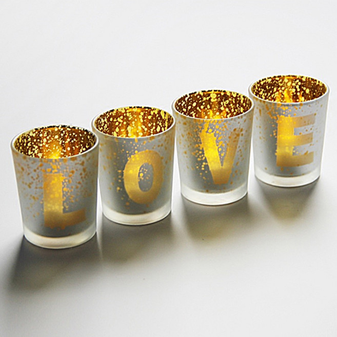 리버그린 LOVE 글라스촛대 4p 세트, 혼합 색상