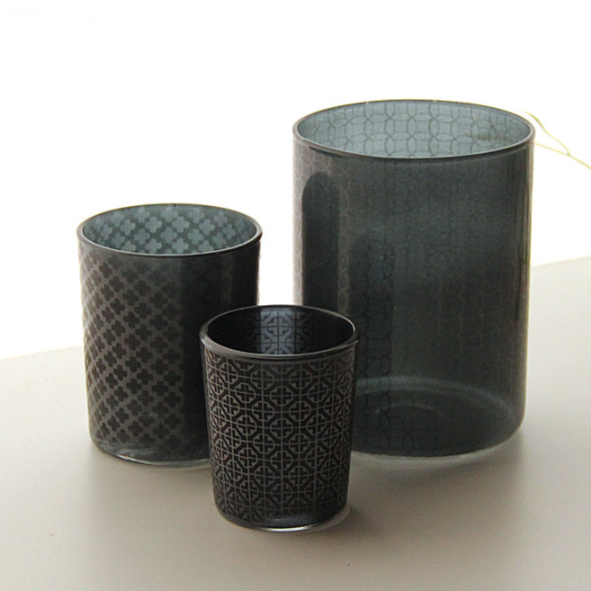 리버그린 문양글라스 캔들홀더 소 + 중 + 대