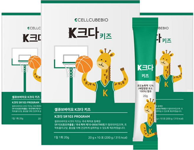 셀큐브바이오 K크다 키즈 영양제, 200g, 3개, 10개입