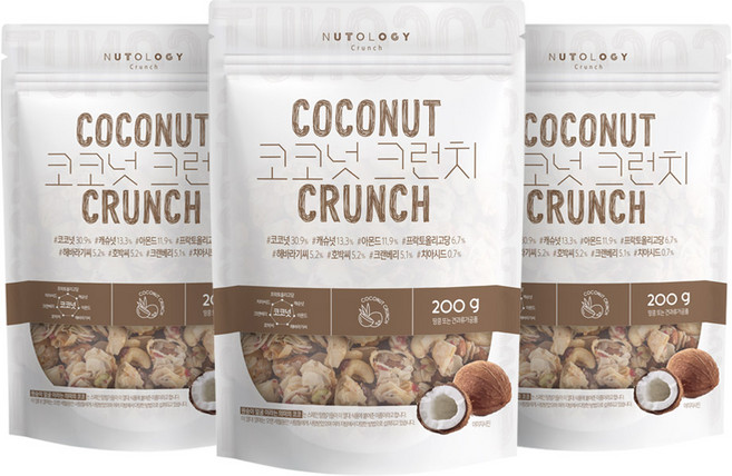 탐스팜 코코넛크런치 혼합견과, 200g, 3개입