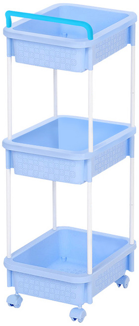 리빙스마일 직사각 정리함 3단, 블루, 1개