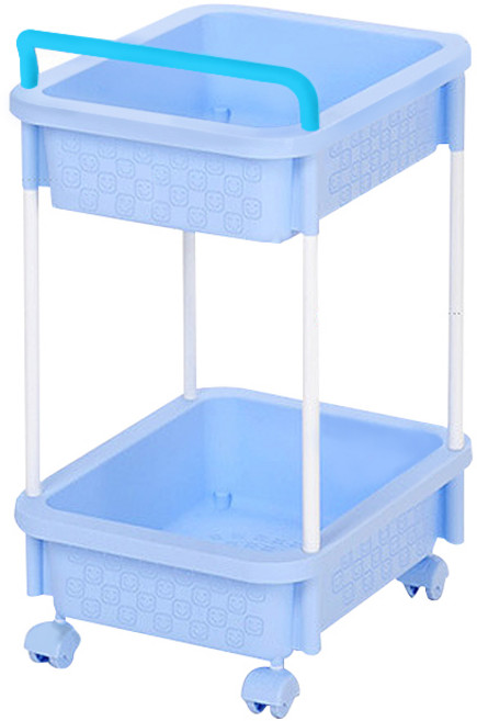 리빙스마일 직사각 정리함 2단 세트B, 블루, 1개