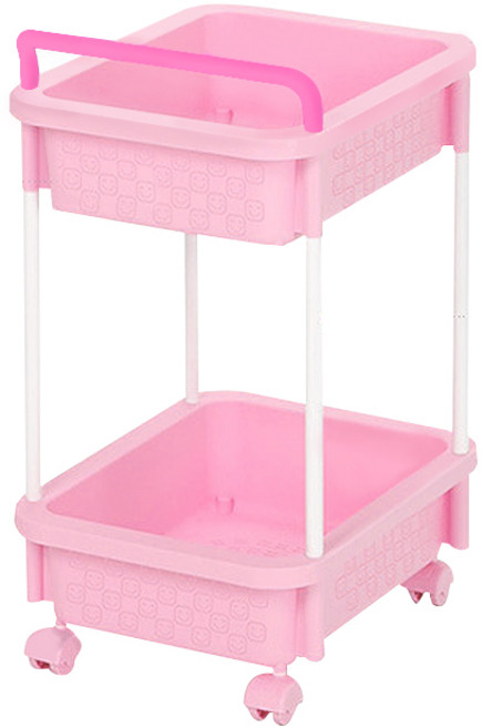 리빙스마일 직사각 정리함 2단 세트B, 핑크, 1개