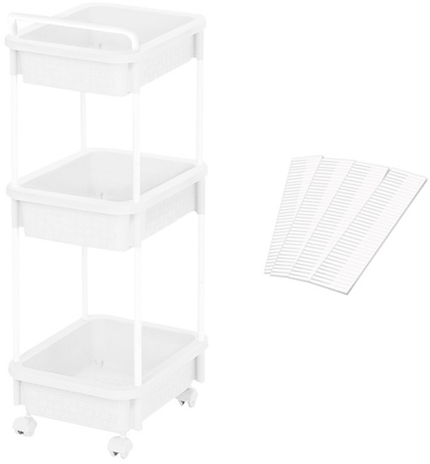 리빙스마일 직사각 정리함 3단 세트B, 화이트, 1개