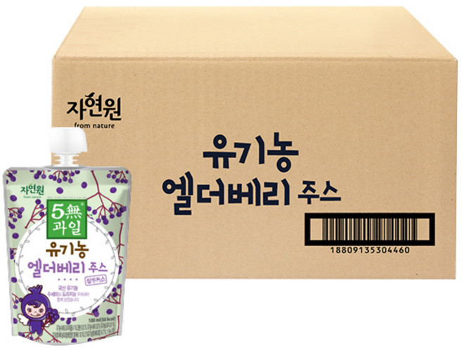 자연원 5무과일 유기농 엘더베리주스, 100ml, 36개