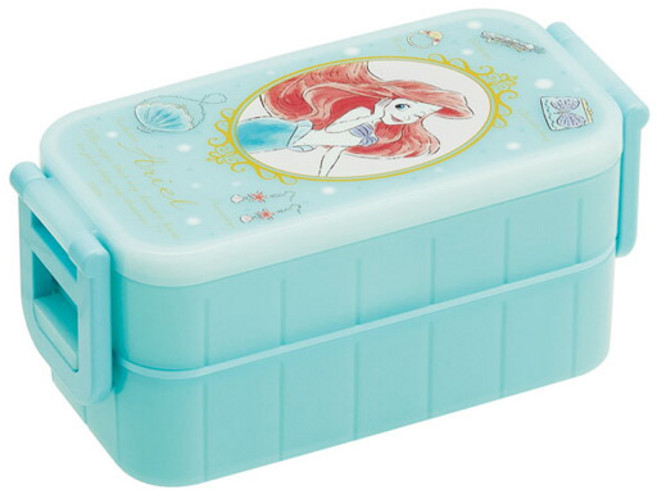 스케이터 애리얼 결착 젓가락포함 2단 도시락, 혼합 색상, 1개