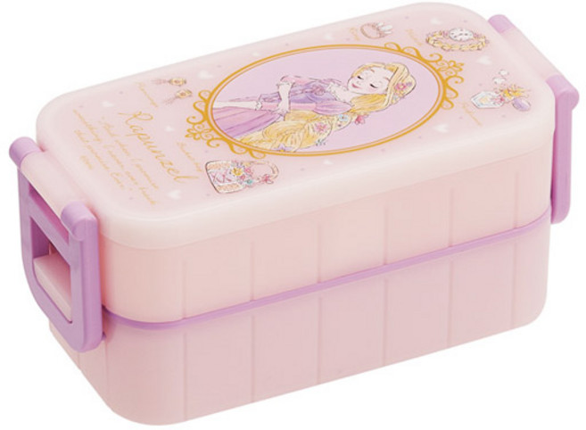 스케이터 라푼젤 결착 젓가락포함 2단 도시락, 혼합 색상, 1개