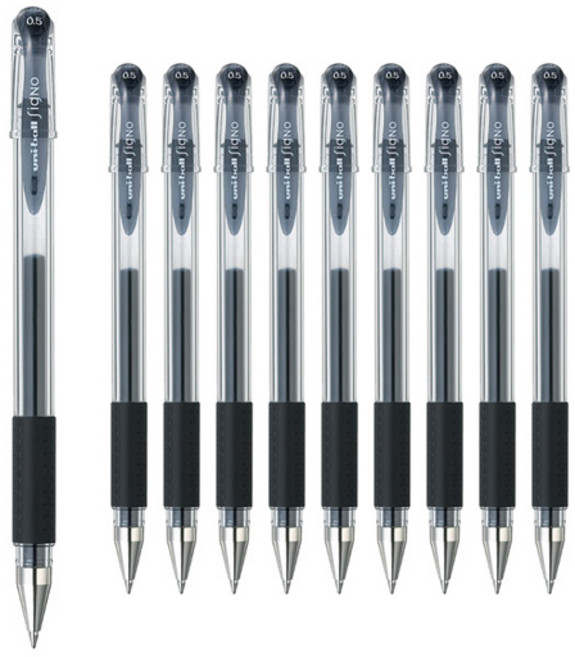 시그노 중성펜 0.5mm UM-151, 블랙, 10개입