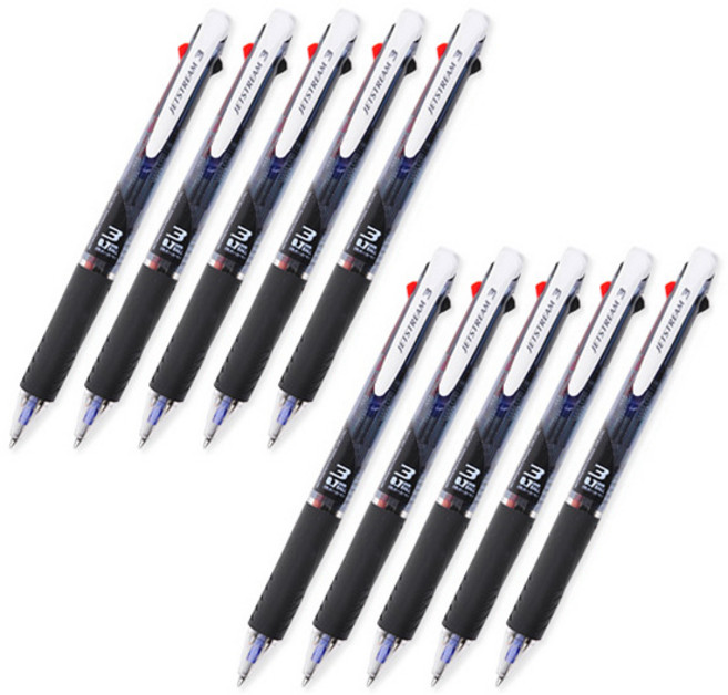 제트스트림 유니 유성펜 3색 0.7mm SXE3-400-7, 블랙, 10개입