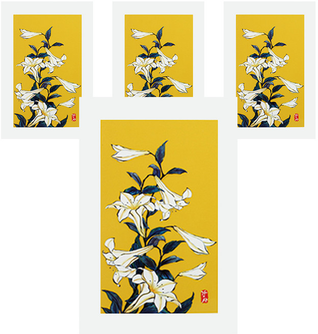 프롬앤투 T214-4 감사 축하 연하장 카드 4p + 봉투 4p + 속지 4p, 혼합 색상, 1세트