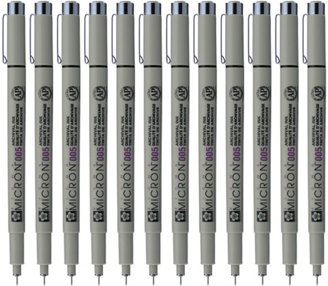 SAKURA Figma Micron 005 中性筆 0.2mm, 黑色, 12入
