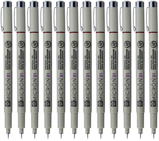 PIGMA SAKURA 피그마 마이크론 01 젤잉크펜 0.25mm, 세피아, 12개