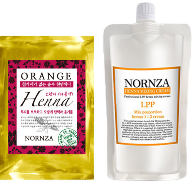 NORNZA HENNA染髮劑 100g+混合霜 300ml, 橘紅色, 1套