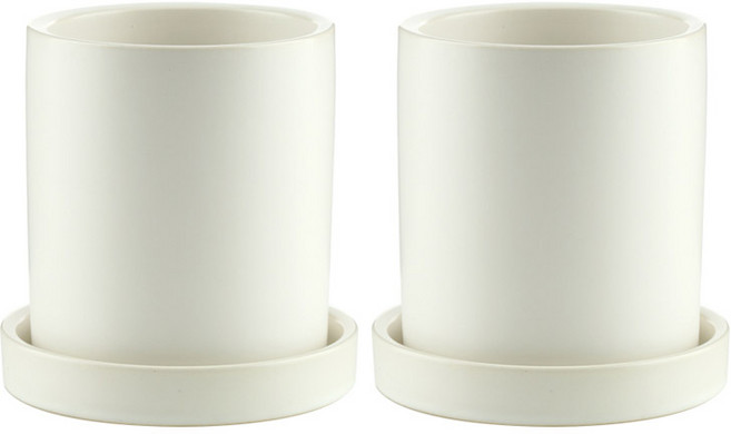 SH GLASS 單色現代霧面花盆 SH1704-3 2入, 2個, 白色