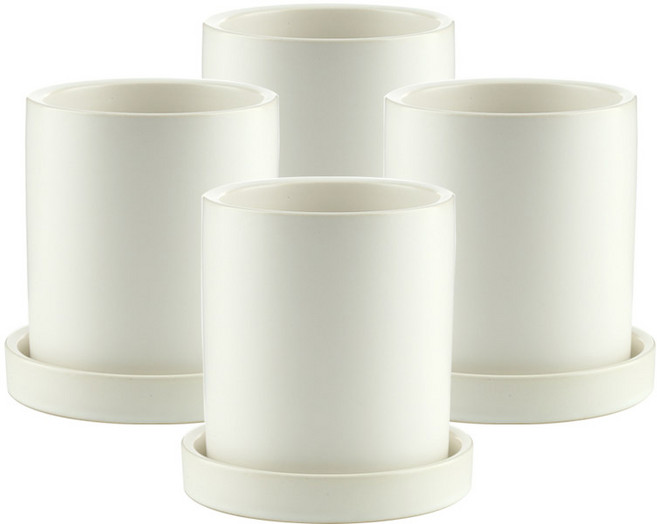 삼호유리 모노톤 모던 무광화분, 화이트, 4개