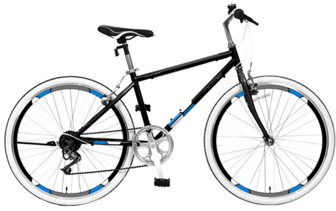 뮤트 메이미 지오닉스 7단 V브레이크 그립시프터 하이브리드자전거, 블랙 + 블루, 1개