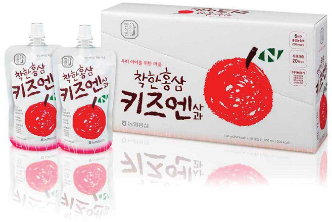 한삼인 착한홍삼 키즈엔 사과 음료, 1L, 1개