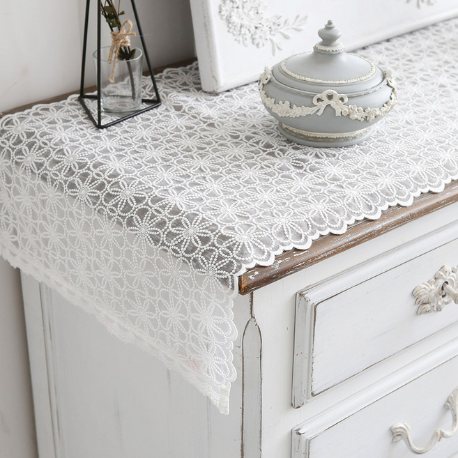 데코토닉 스노우플라워 레이스러너, 4인용 (42cm x 174 cm), 1개