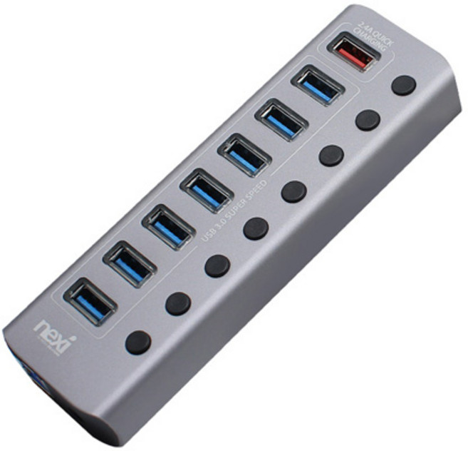 넥시 USB3.0 8포트 유전원 허브 NX-U1008P, 혼합색상, 1개
