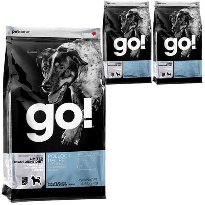 go 전연령 생선 LID 폴록 레시피 반려견 사료, 2kg, 3개