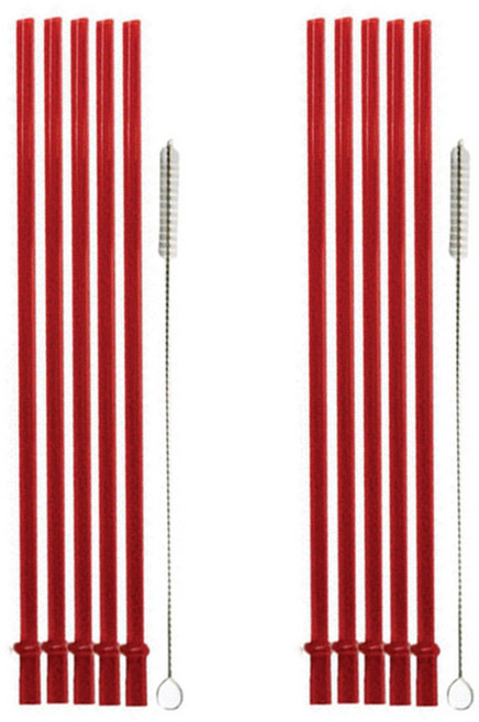 로얄보덴 이중 아크릴빨대 레드 23cm 5p + 세척솔, 2세트