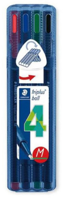 스테들러 트리플러스 437 삼각볼펜 4색 세트 M, 혼합색상, 1세트