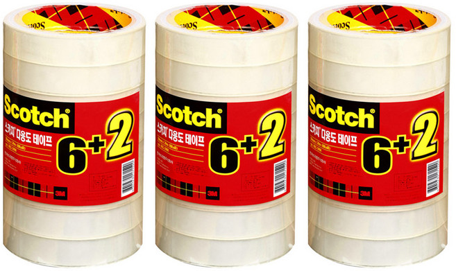 쓰리엠 스카치 물레방아 다용도 테이프 리필 18mm x 20m 8p, 3개입